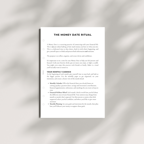 Insert Refill • The Money Date Ritual • 4-Month Set