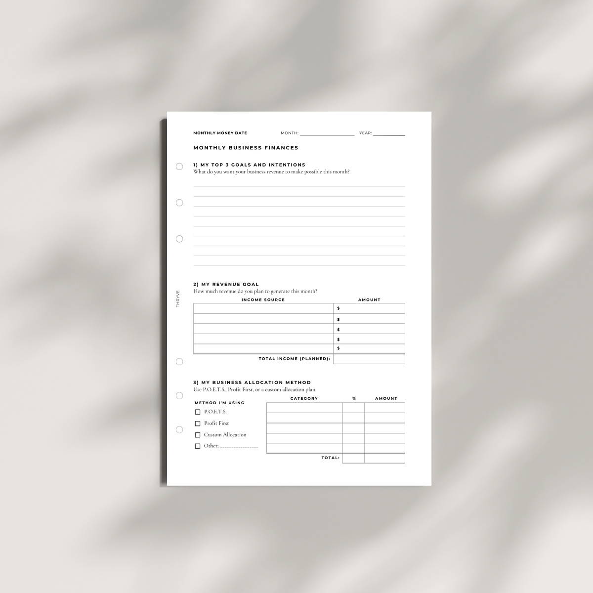 Inside the journal: Monthly finances